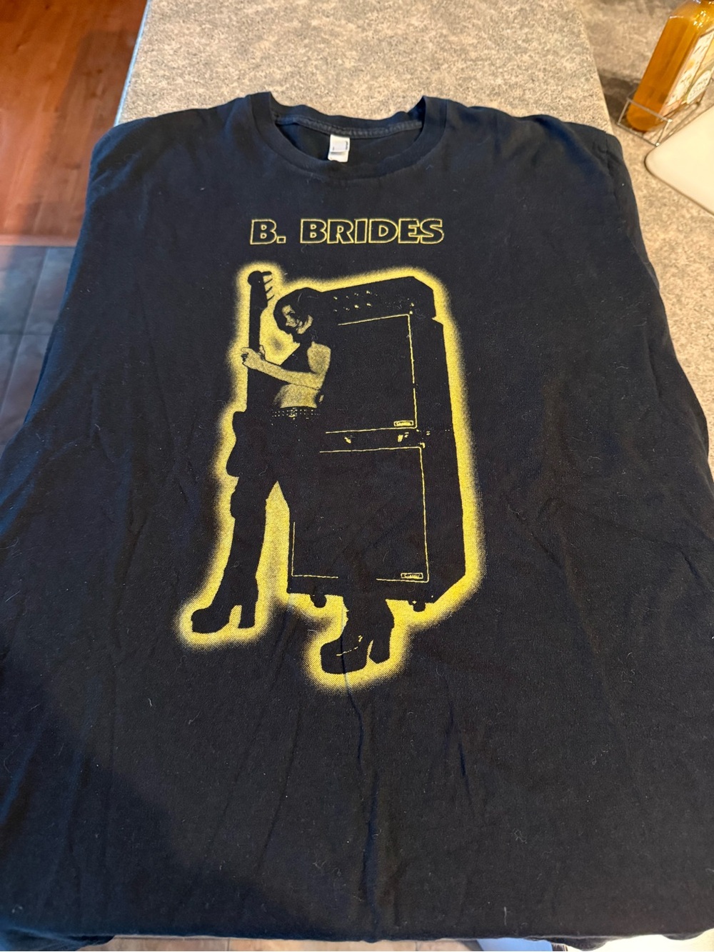American Apparel Black T‑Shirt with Yellow Band Graphic - B. Brides